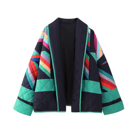 Zoé – Veste ample patchwork à manches évasées