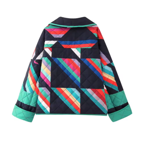 Zoé – Veste ample patchwork à manches évasées