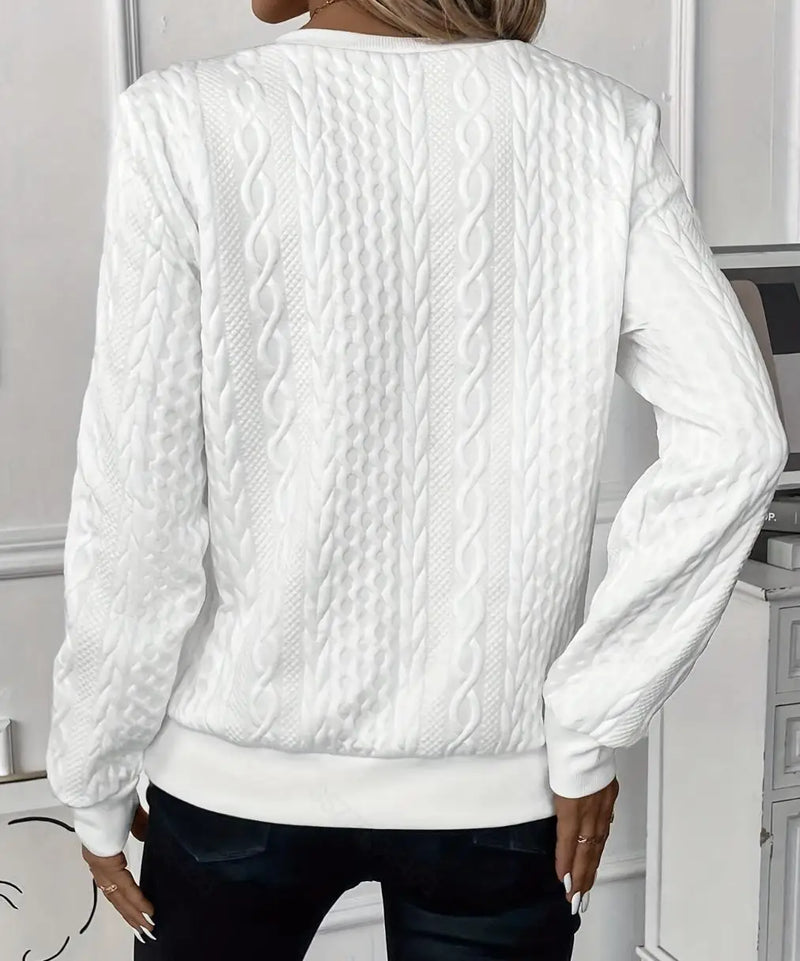 Élise – Sweat femme zippé texturé à manches longues